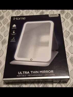 iHome Ultra Thin Rechargeable LED Mirror - White